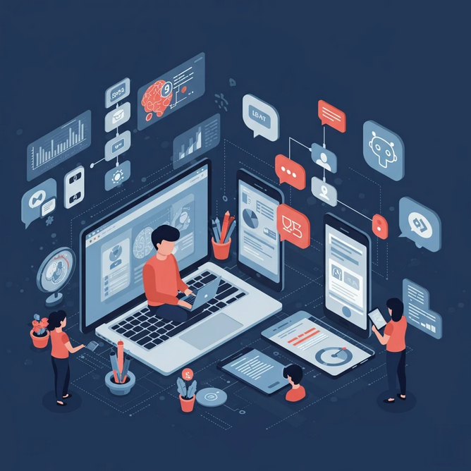 Thumbnail image for CS4784, showing a team working on a project.