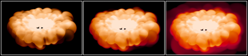 Reducing the rendering threshold to reveal faint, cool gas in outer regions.